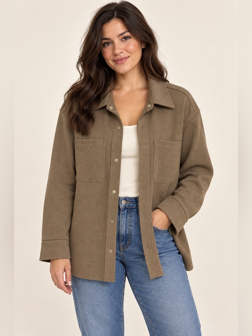 Zara Women's Utility Shacket in Olive